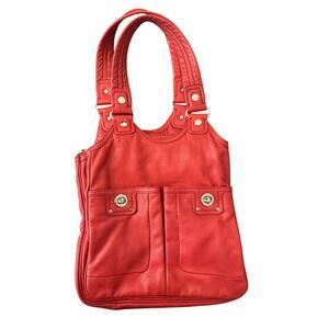 Marc by Marc Jacobs Totally Turnlock Teri Tote Red Leather Shoulder Bag Purse